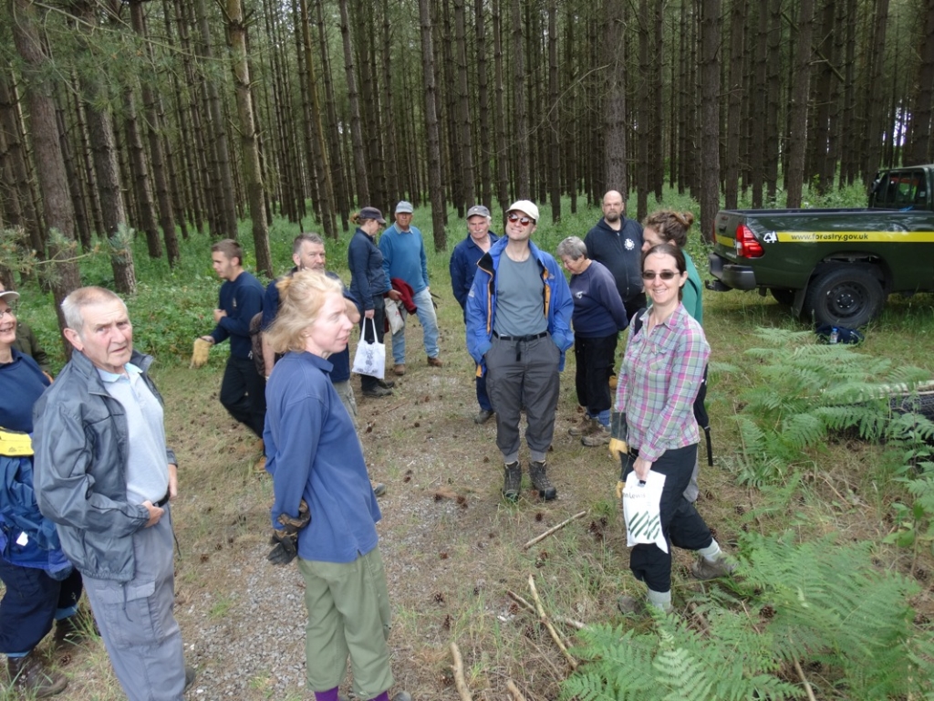 A photo from the FoTF Conservation Event - June 2018 - Clearance tasks around the Goshawk Trail : Volunteers gather for a briefing