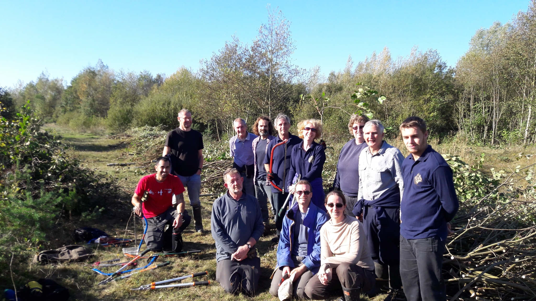 A photo from the FoTF Conservation Event - October 2018 - Undetaking clearance at the Lynford Lake Waters Edge : A team shot of the FoTF Conservation Group volunteers on the October 2018 event