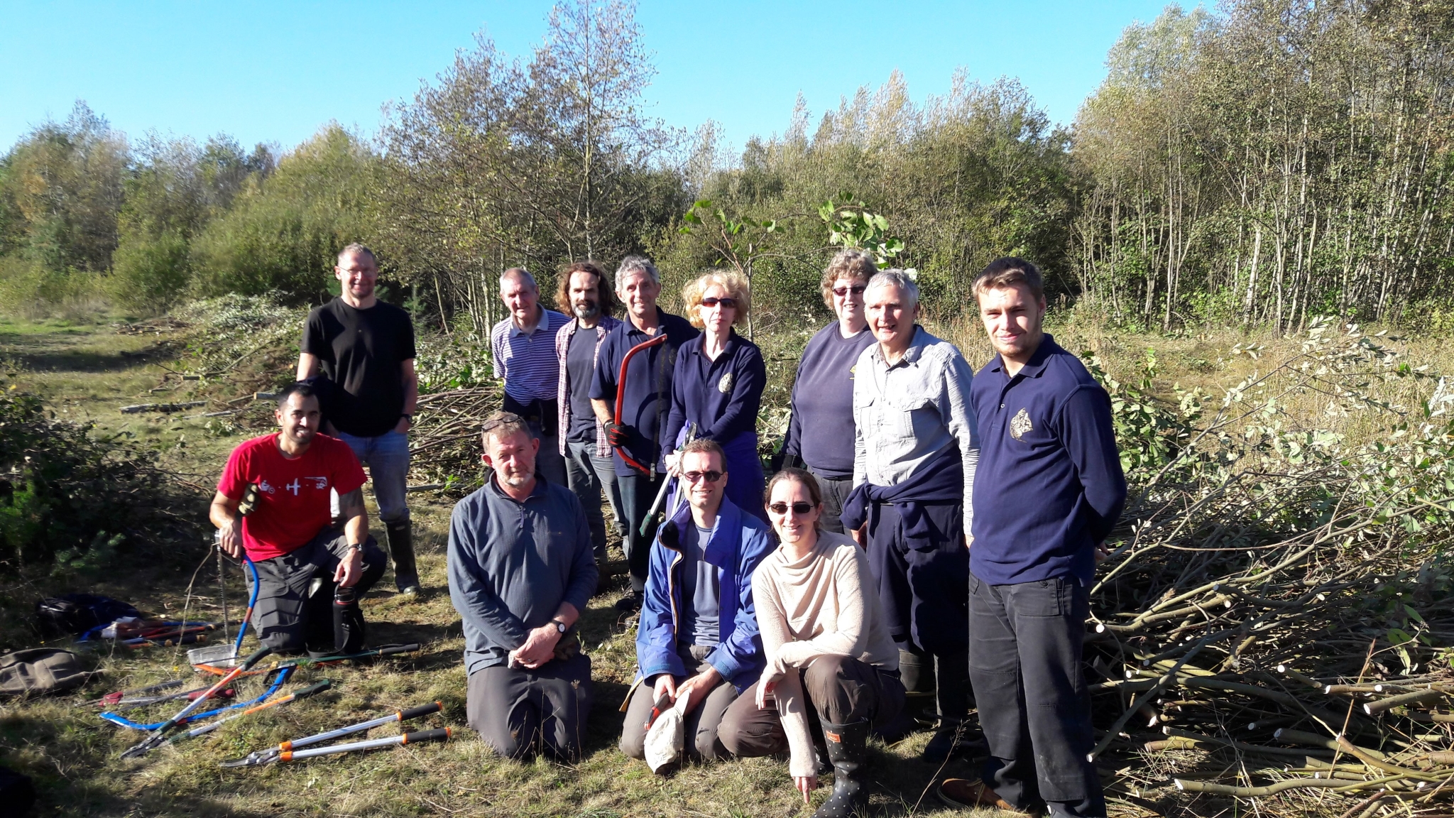 A photo from the FoTF Conservation Event - October 2018 - Undetaking clearance at the Lynford Lake Waters Edge : A team shot of the FoTF Conservation Group volunteers on the October 2018 event