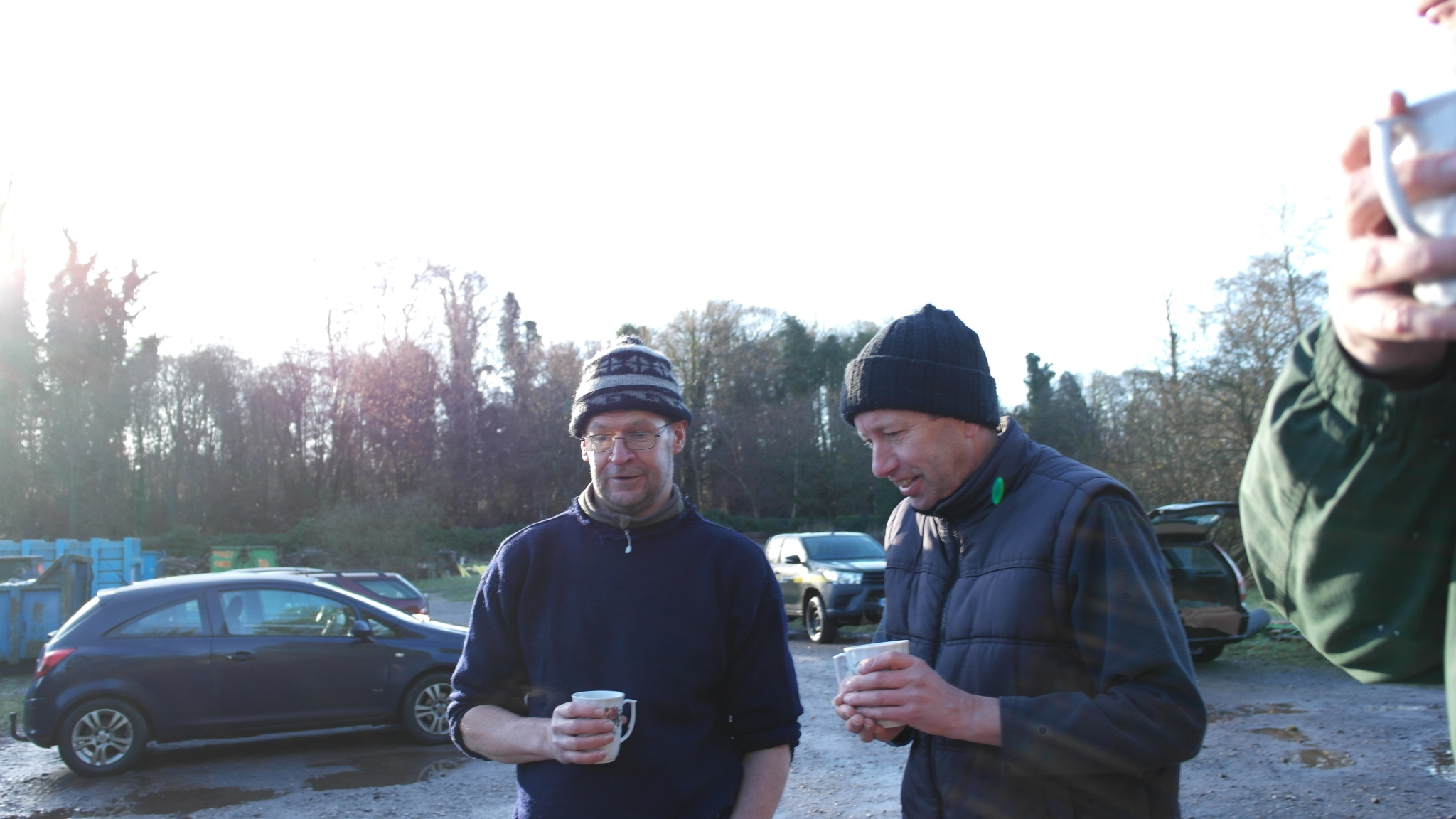 A photo from the FoTF Conservation Event - December 2018 - Constructing Mink Rafts at Santon Downham Workshops : Some of the team take a well earned coffee break
