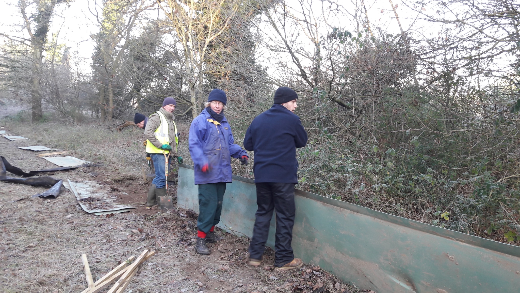 A photo from the FoTF Conservation Event - January 2019 - Erecting the Toad Fence at Cranwich : Erecting a section of the fence