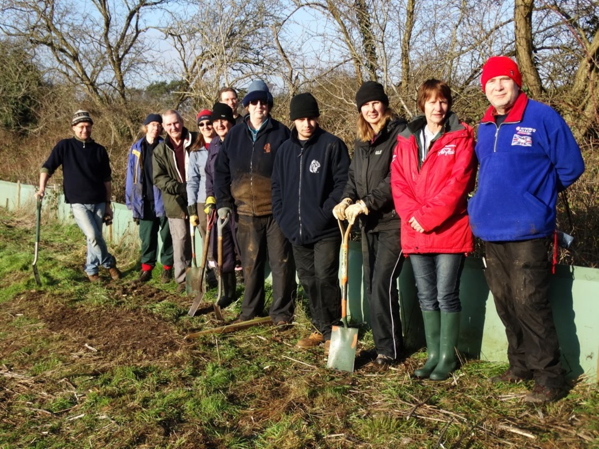 A photo from the FoTF Conservation Event - January 2019 - Erecting the Toad Fence at Cranwich : A group photo of of the volunteers