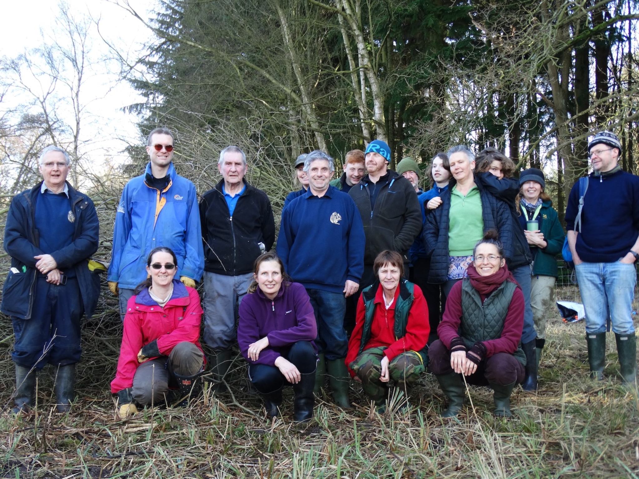 A photo from the FoTF Conservation Event - February 2019 - Encroaching Willow clearance at the Float Meadow at Lynford : A group photo of the volunteers