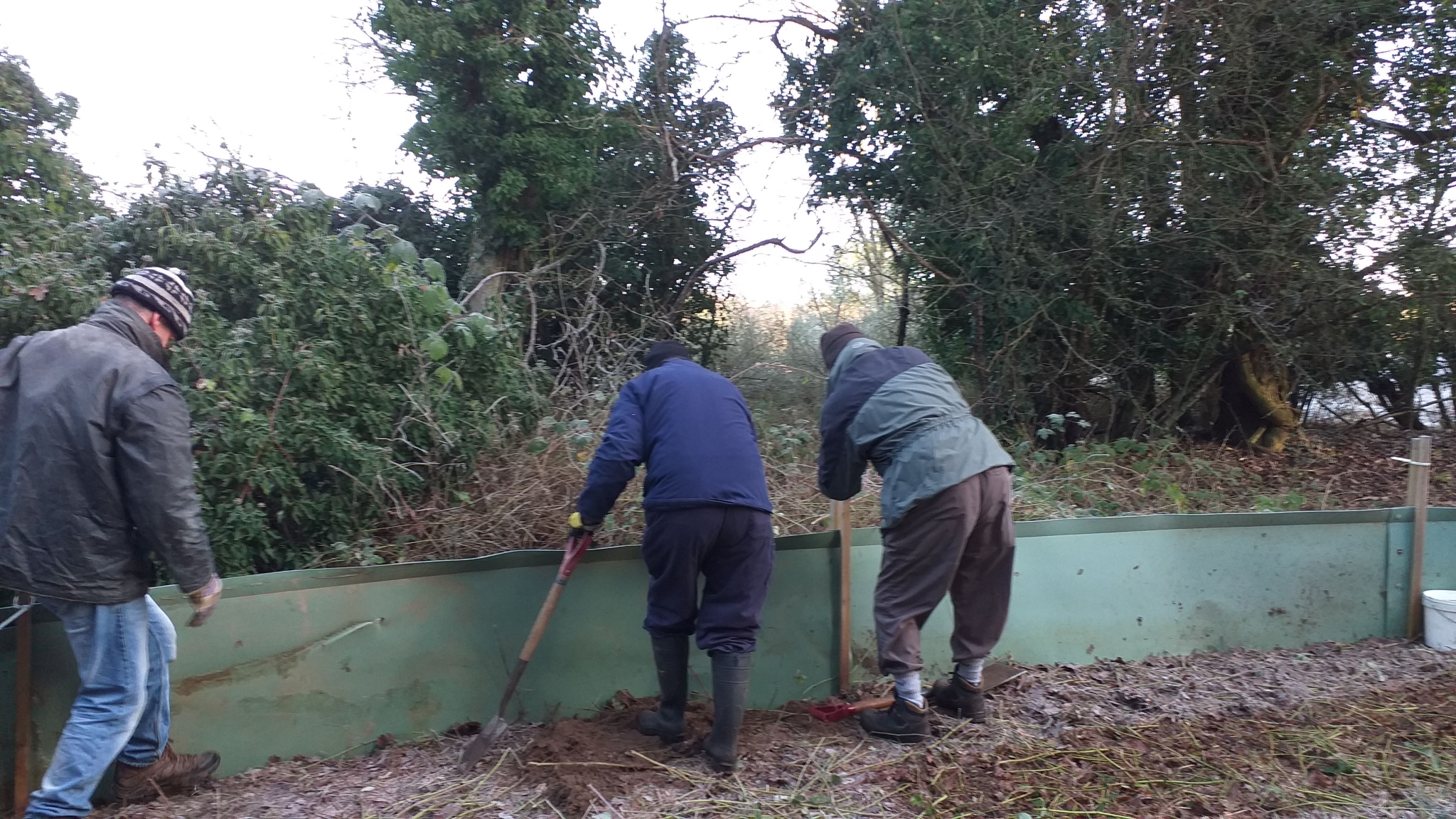 A photo from the FoTF Conservation Event - January 2020 - Erecting the Toad Fence at Cranwich : A section of the erected fence