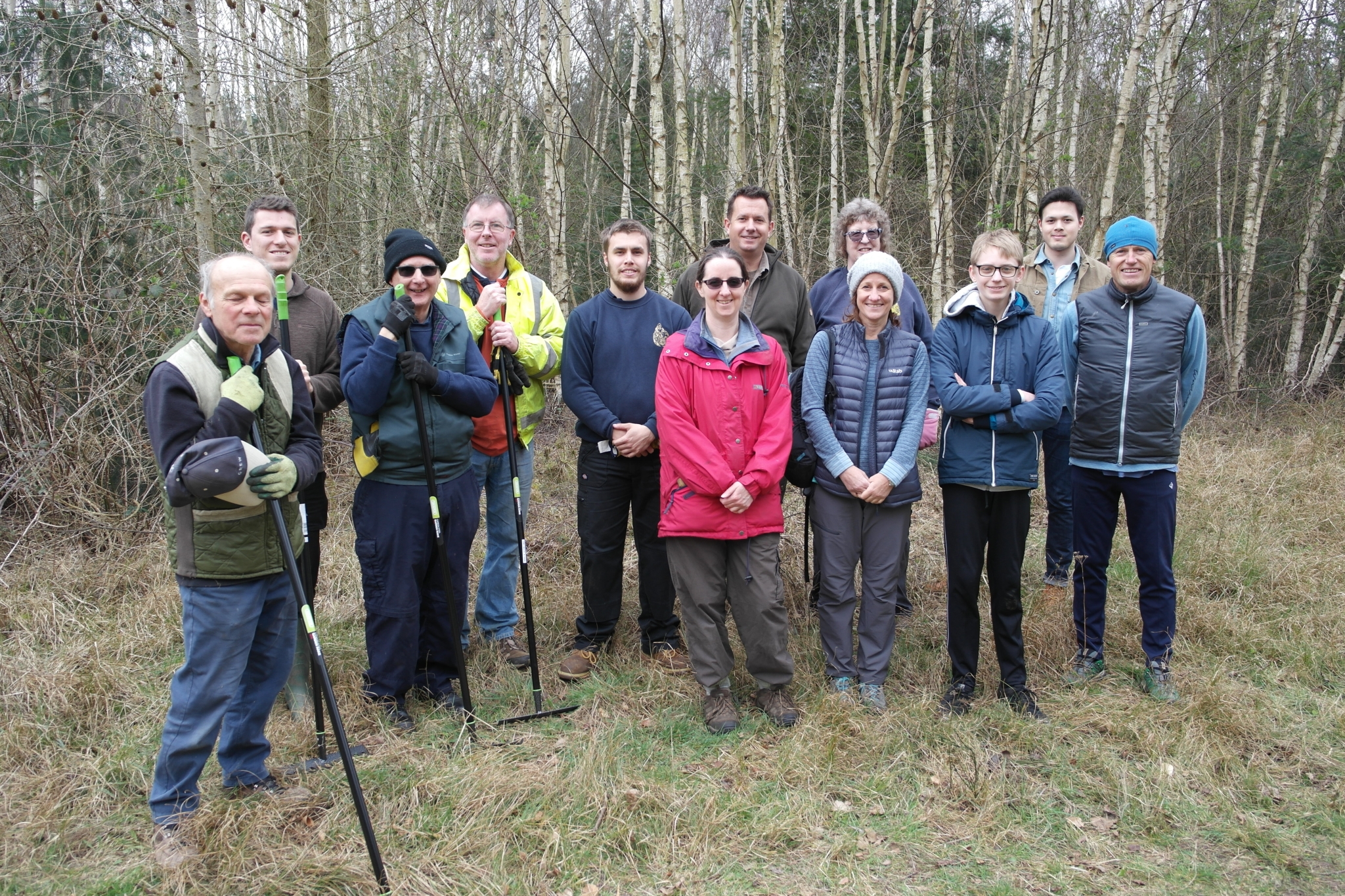 A photo from the FoTF Conservation Event - March 2020 - Habitat Improvement at Quakers Walk, Mildenhall Woods : A group photo of the the volunteers