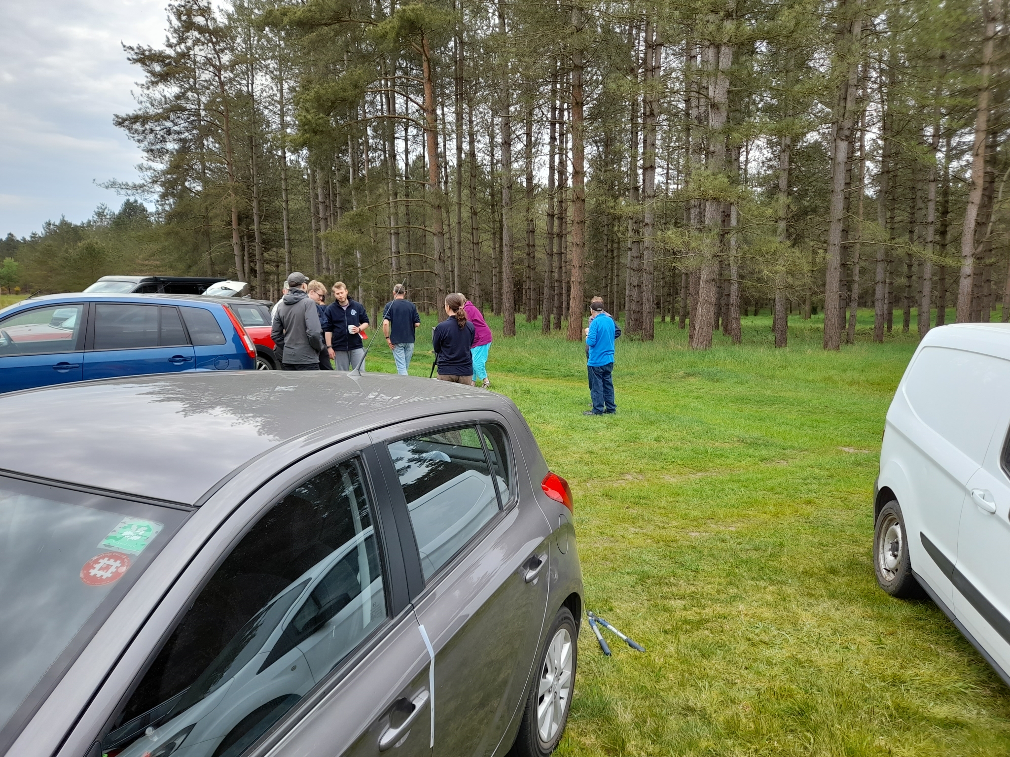 A photo from the FoTF Conservation Event - May 2022 - Self Sown Fir Removal at Kings Forest : Volunteers gather for a briefing