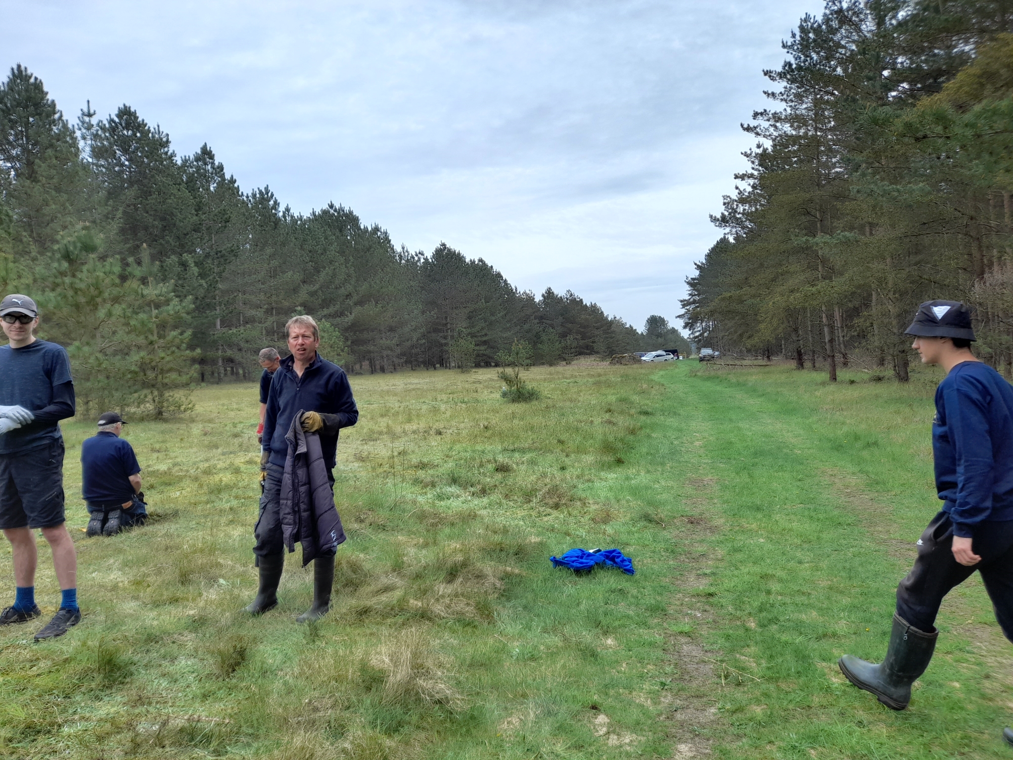 A photo from the FoTF Conservation Event - May 2022 - Self Sown Fir Removal at Kings Forest : A number of the volunteers at the event